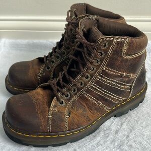 Dr. Martens Mens Distressed Leather Embroidered Rugged Ankle Combat Work Boots 9